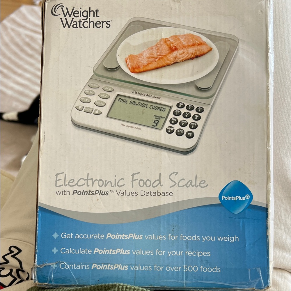 Weight Watchers White and Blue Electronic Food Scale — Digital PointsPlus